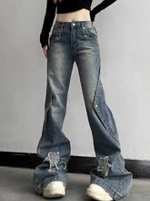 Fall Wide Leg High Waist Jeans Blue Shoptery