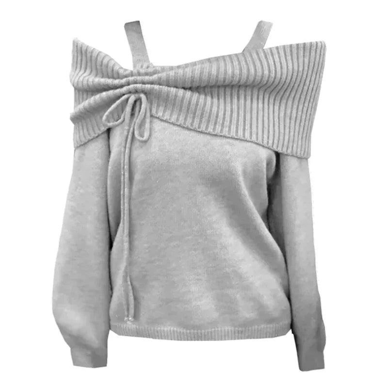 Soft Whimsy Bow Sweater Grey Shoptery