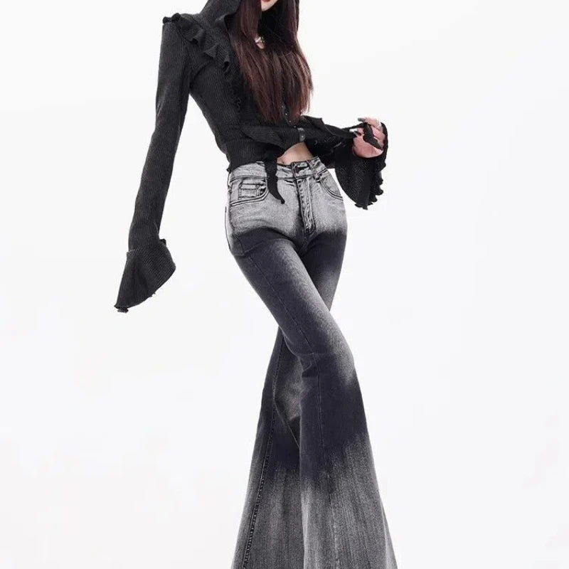 Shadow Fade Flare Y2k Jeans Shoptery