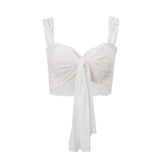 Coquette Cloudkiss Chiffon Crop Top WHITE Shoptery