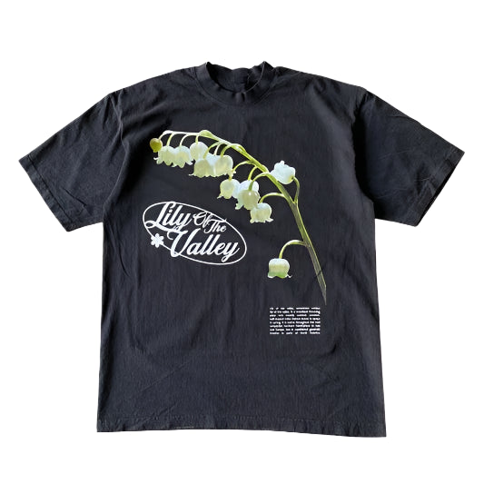 Aesthetic Lily Bloom Graphic T-Shirt black Shoptery