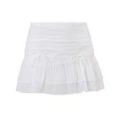 Sheer Ruched Coquette Skirt WHITE Shoptery