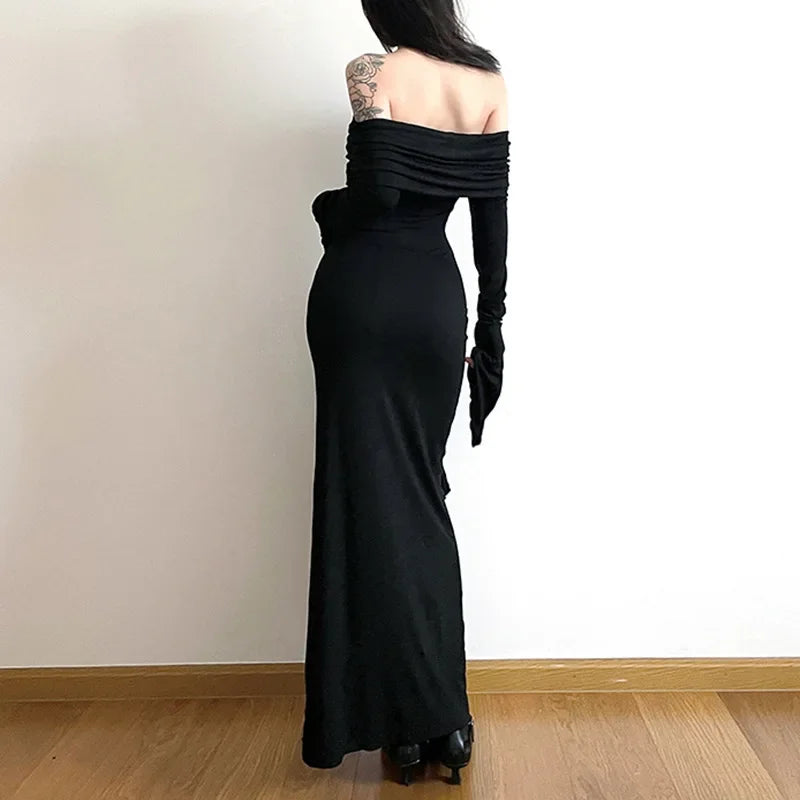 Noir Siren Off Shoulder Aesthetic Dress Shoptery