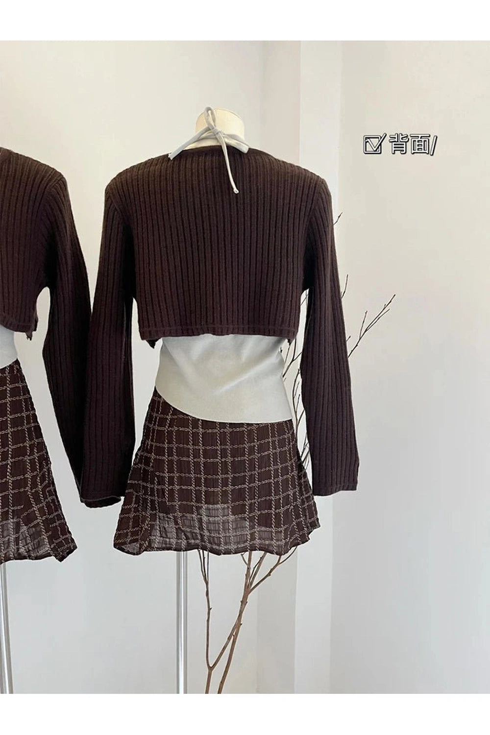 Retro Asymmetrical Layered Knit Outfit Set Shoptery