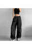 Edgy Baggy Lilac Parachute Pants Black Shoptery