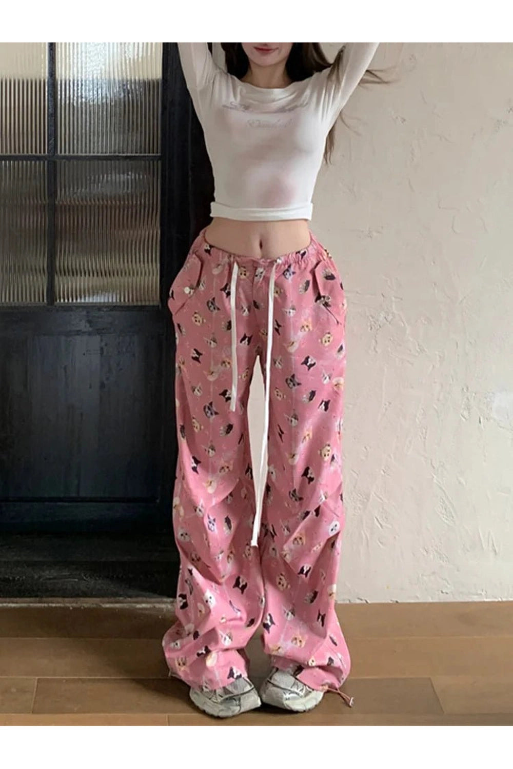 Baggy Pink Harajuku Cargo Pants Shoptery