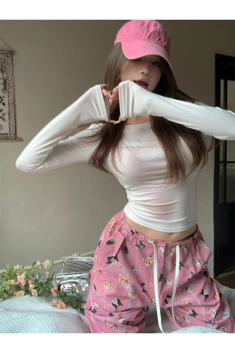 Baggy Pink Harajuku Cargo Pants Shoptery