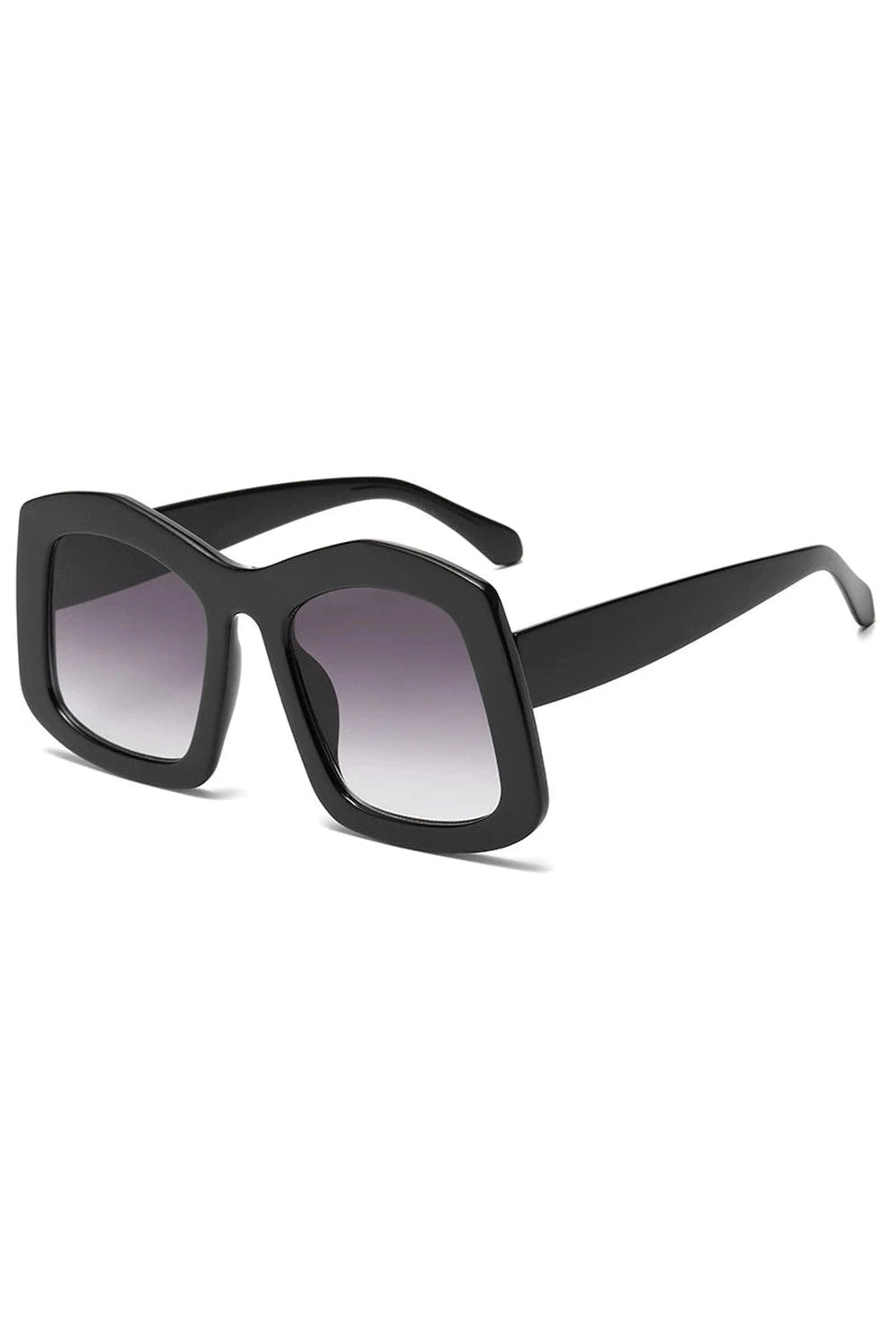 Retro Big Square Gradient Sunglasses Black Gray Picture color Shoptery