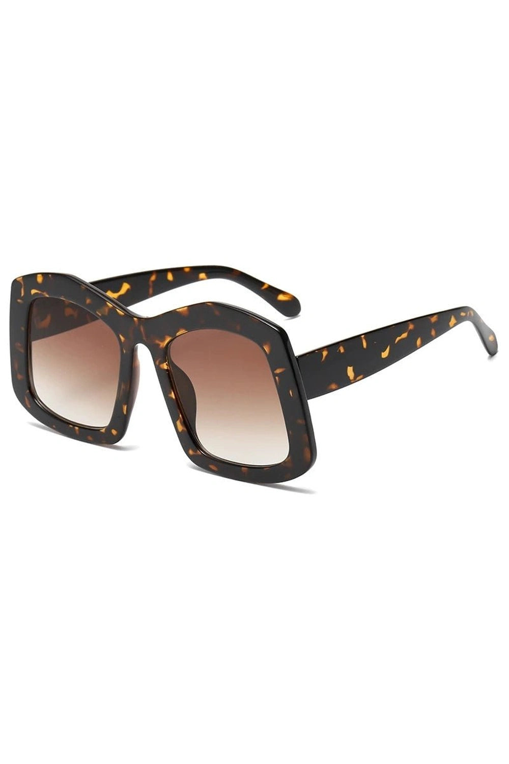 Retro Big Square Gradient Sunglasses Leopard Tea Picture color Shoptery