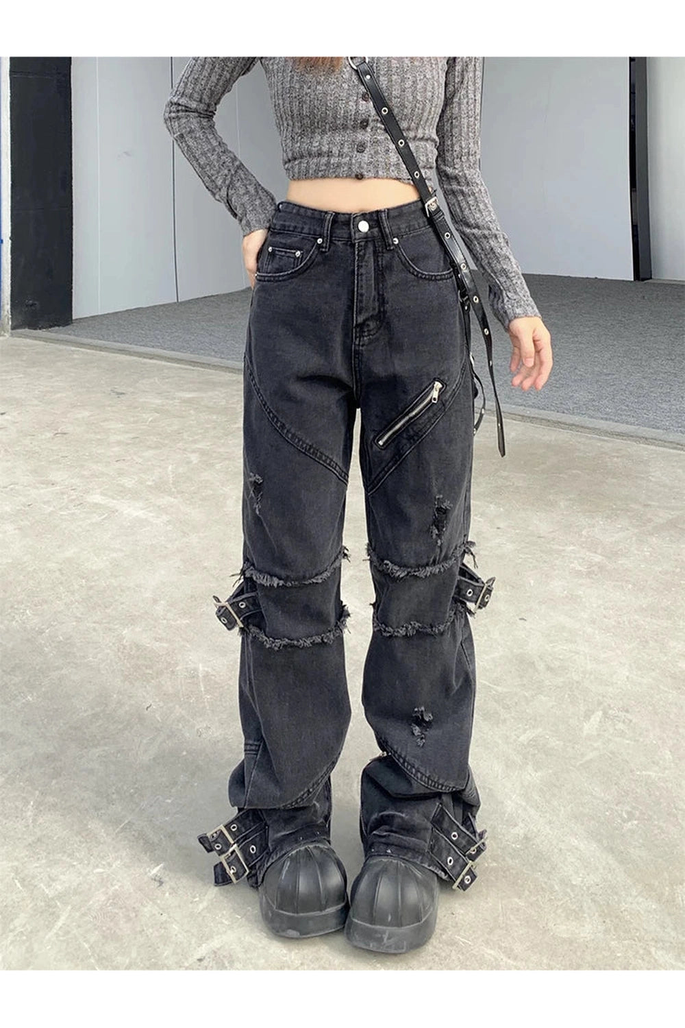 Black Gothic Y2K Denim Pants Shoptery