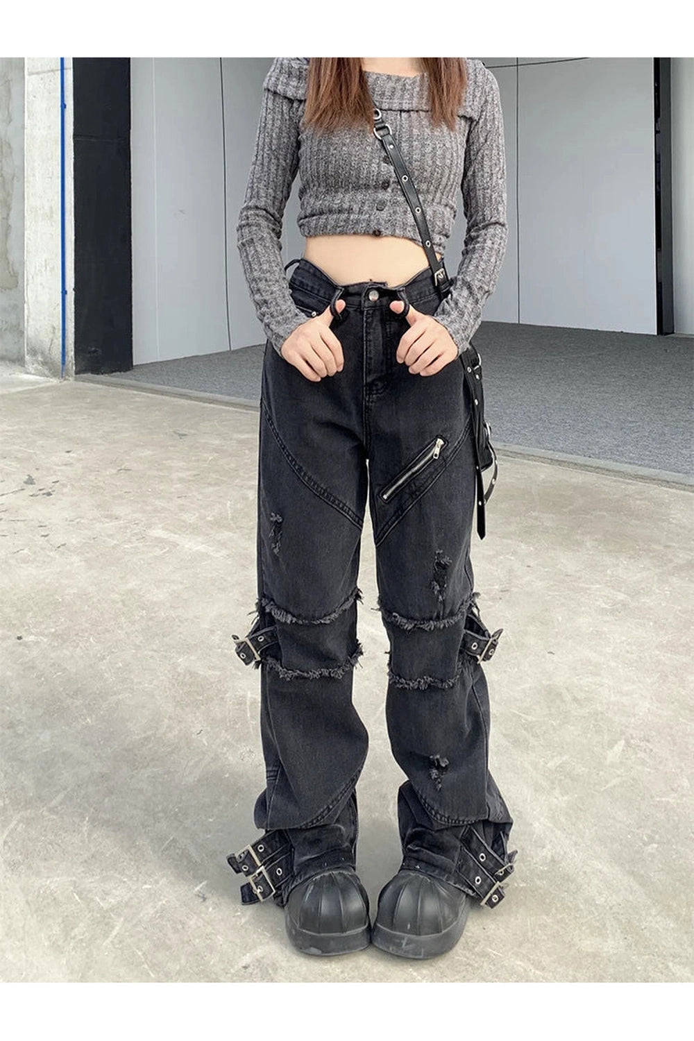 Black Gothic Y2K Denim Pants Shoptery