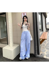 Retro Blue Stripe Wide Leg Pants Shoptery