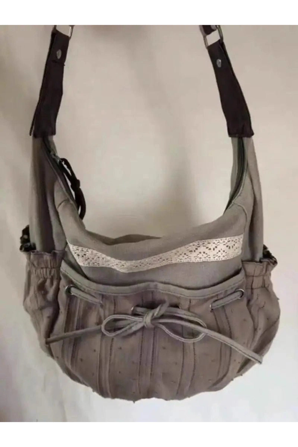 Y2k Lace-Trim Hobo Bag green Shoptery
