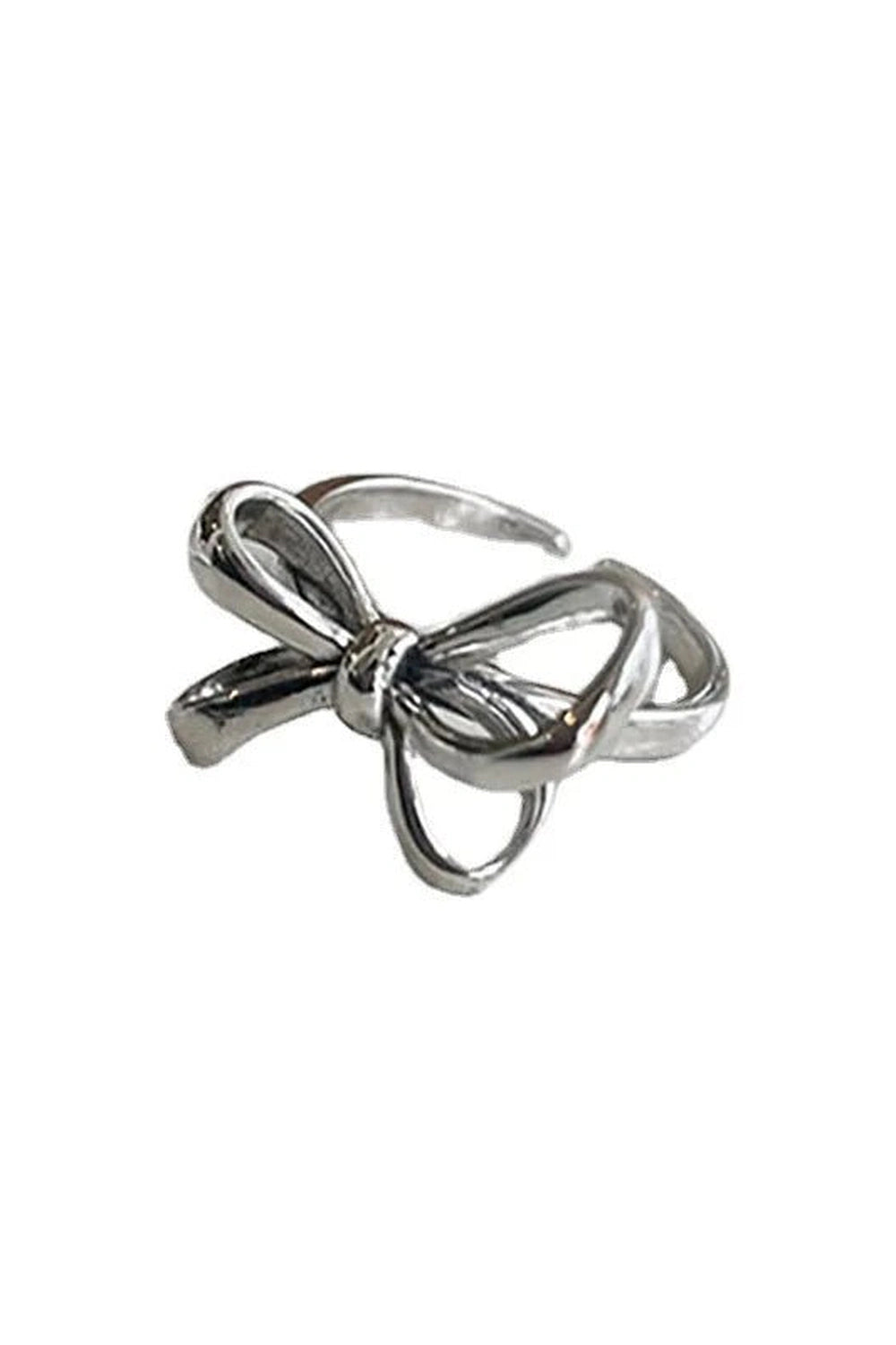Aesthetic Bow Pattern Silver Ring WHITE Shoptery