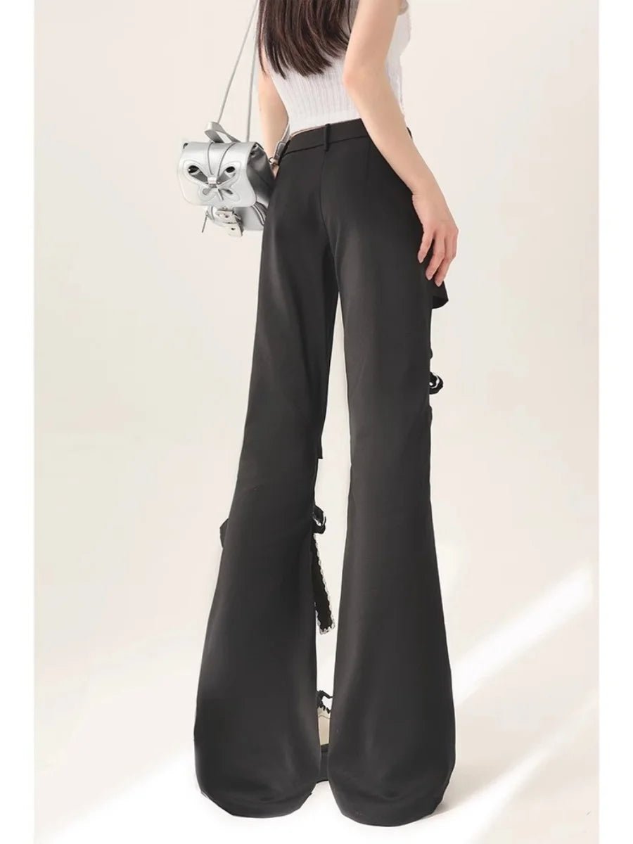 Kawaii Bow-Tied Cutout Layered Pants Shoptery