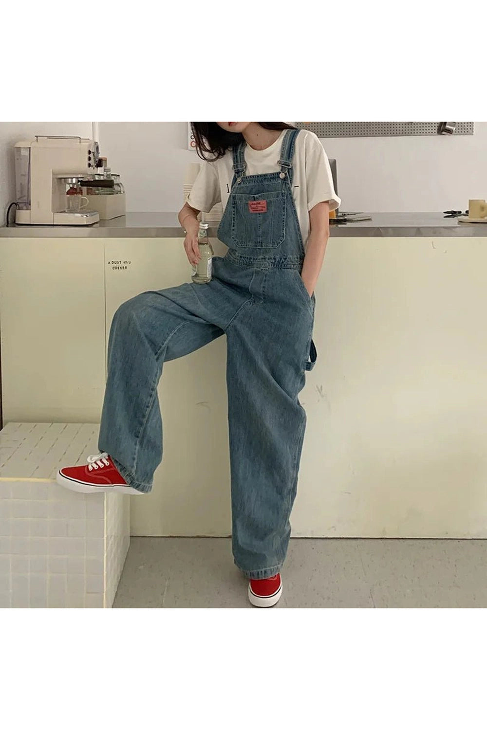 Retro Casual Denim Baggy Jumpsuit Shoptery