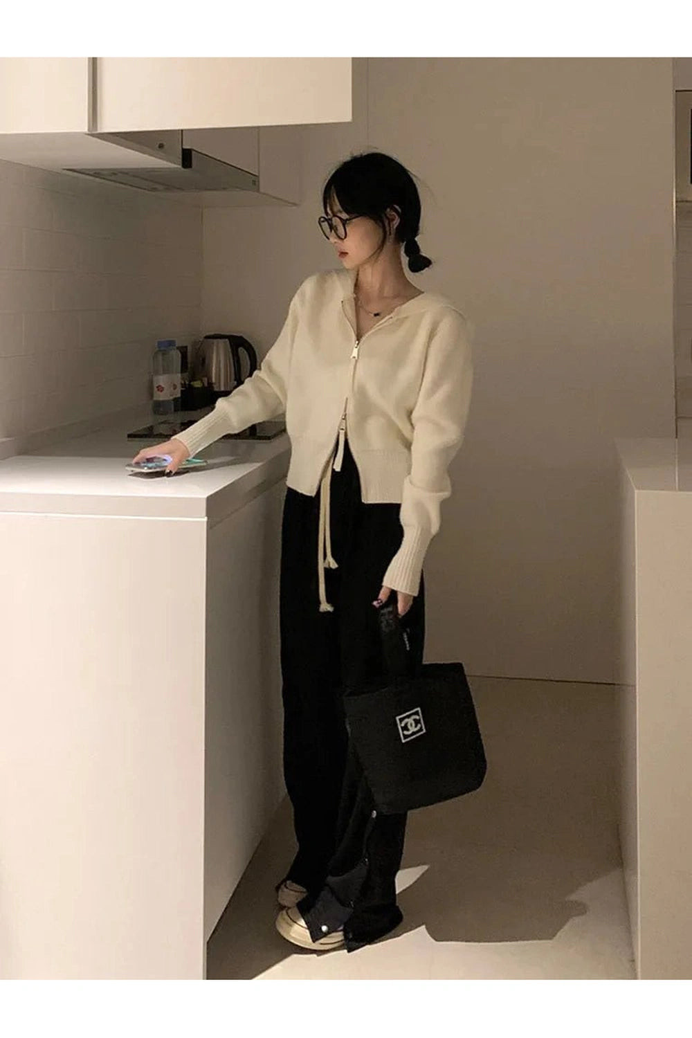 Aesthetic Acubi Solid Cardigan Shoptery