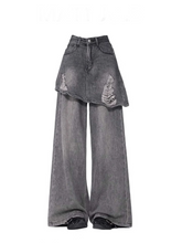 Grunge Skirted Flare Jeans Brown Shoptery