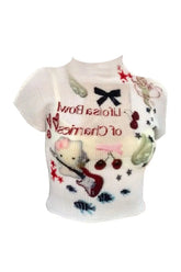 Kidcore Charming Melody Mesh Knit Top Shoptery