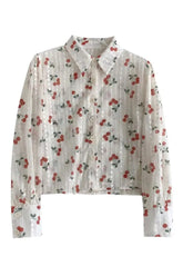 Cherry Blossom Coquette Button-Up Blouse Shoptery
