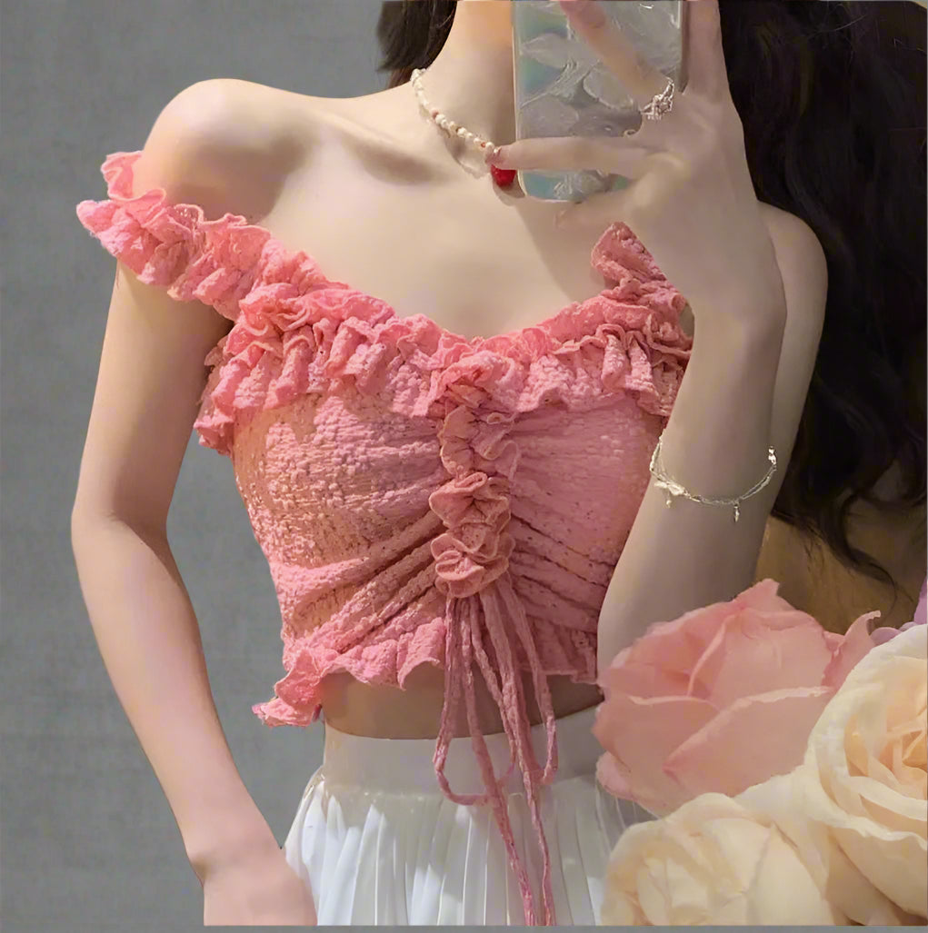 Chic Summer Crop Top pink Shoptery