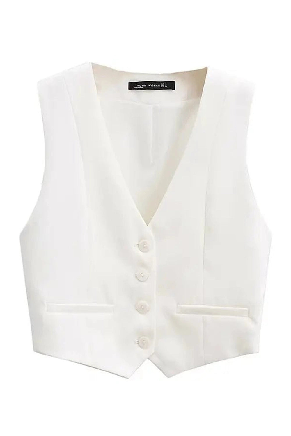 Chic V-Neck White Vest YG CT556W Shoptery