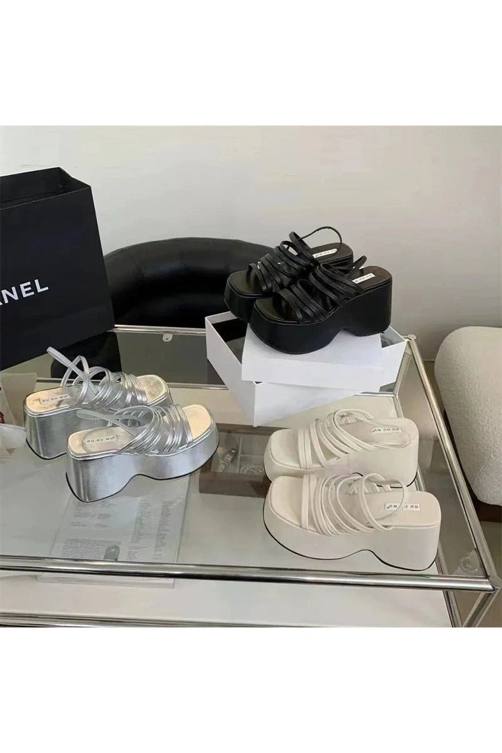 Aesthetic Alt Chunky Heels Sandals Shoptery