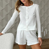 Coqeutte Classic Cozy Knit Pajama Set White Shoptery