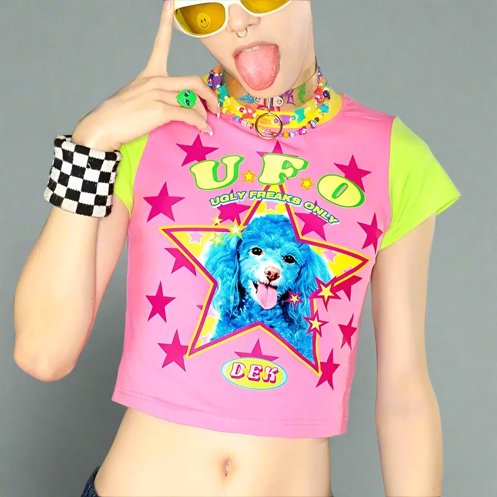 Kidcore Cosmic Canine Crop Top color Shoptery