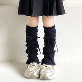 Coquette Lace-Up Knit Leg Warmers black One Size Shoptery