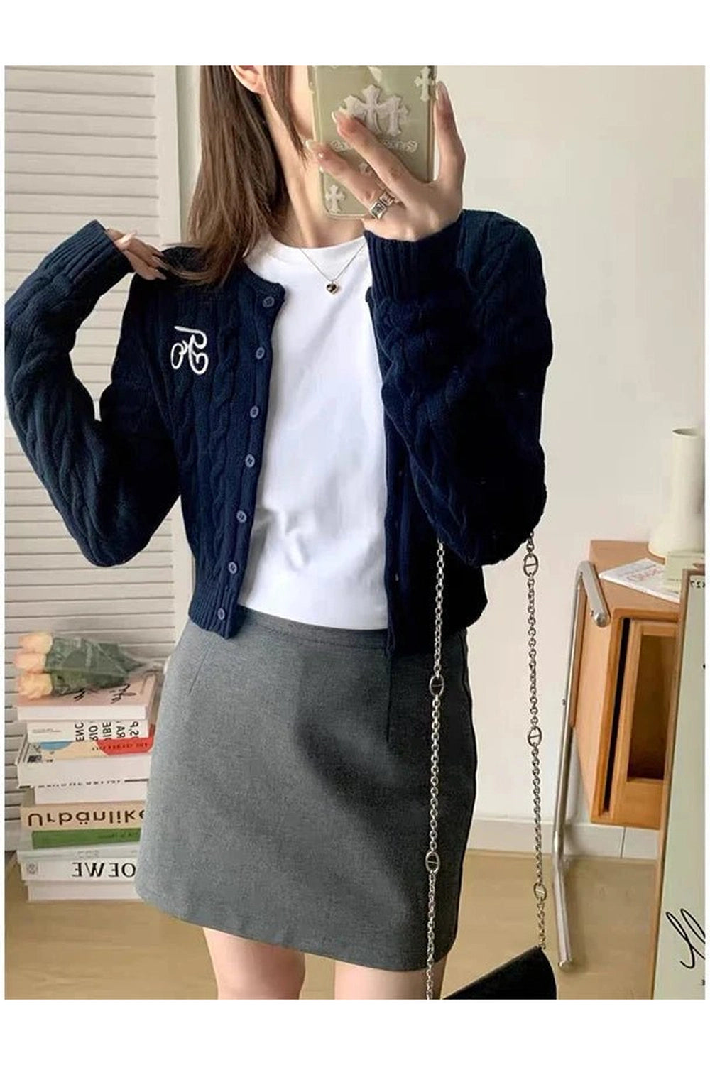 Acubi Fall Cozy Cable-Knit Buttoned Cardigan Shoptery