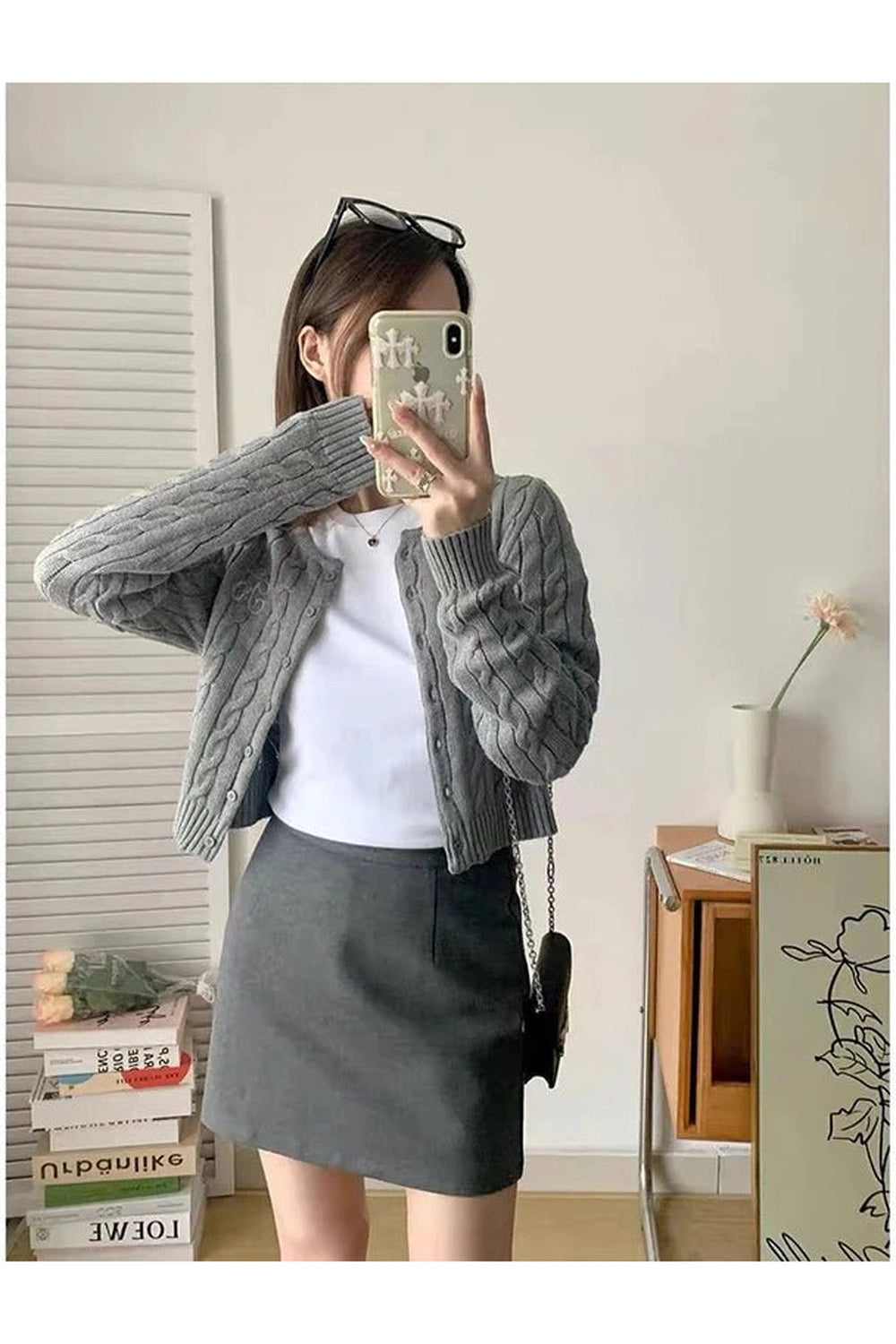 Acubi Fall Cozy Cable-Knit Buttoned Cardigan Shoptery