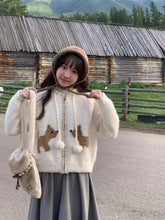 Kawaii Cozy Puppy Pom-Pom Cardigan Shoptery