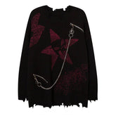 Crimson Chaos Chain Alt Edgy Sweater black Shoptery