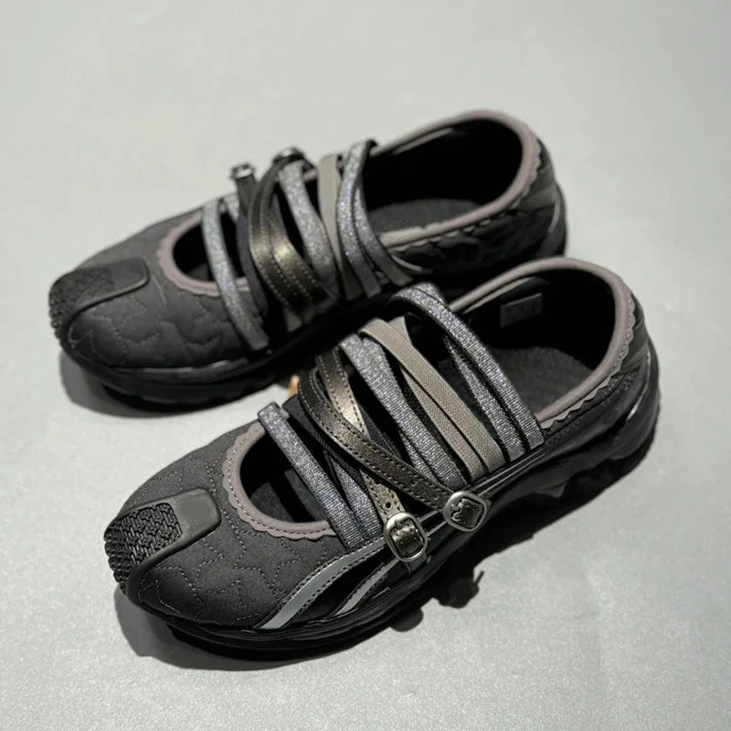 Cyber Y2k Noir Reflective Sneakers Shoptery