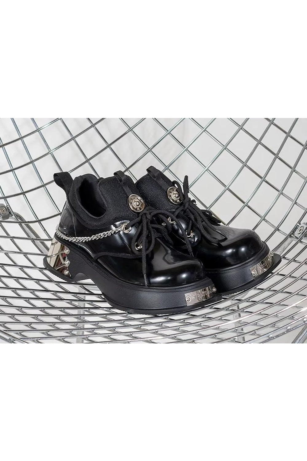 Cyber Y2k Skull Metal Platform Shoes Shoptery