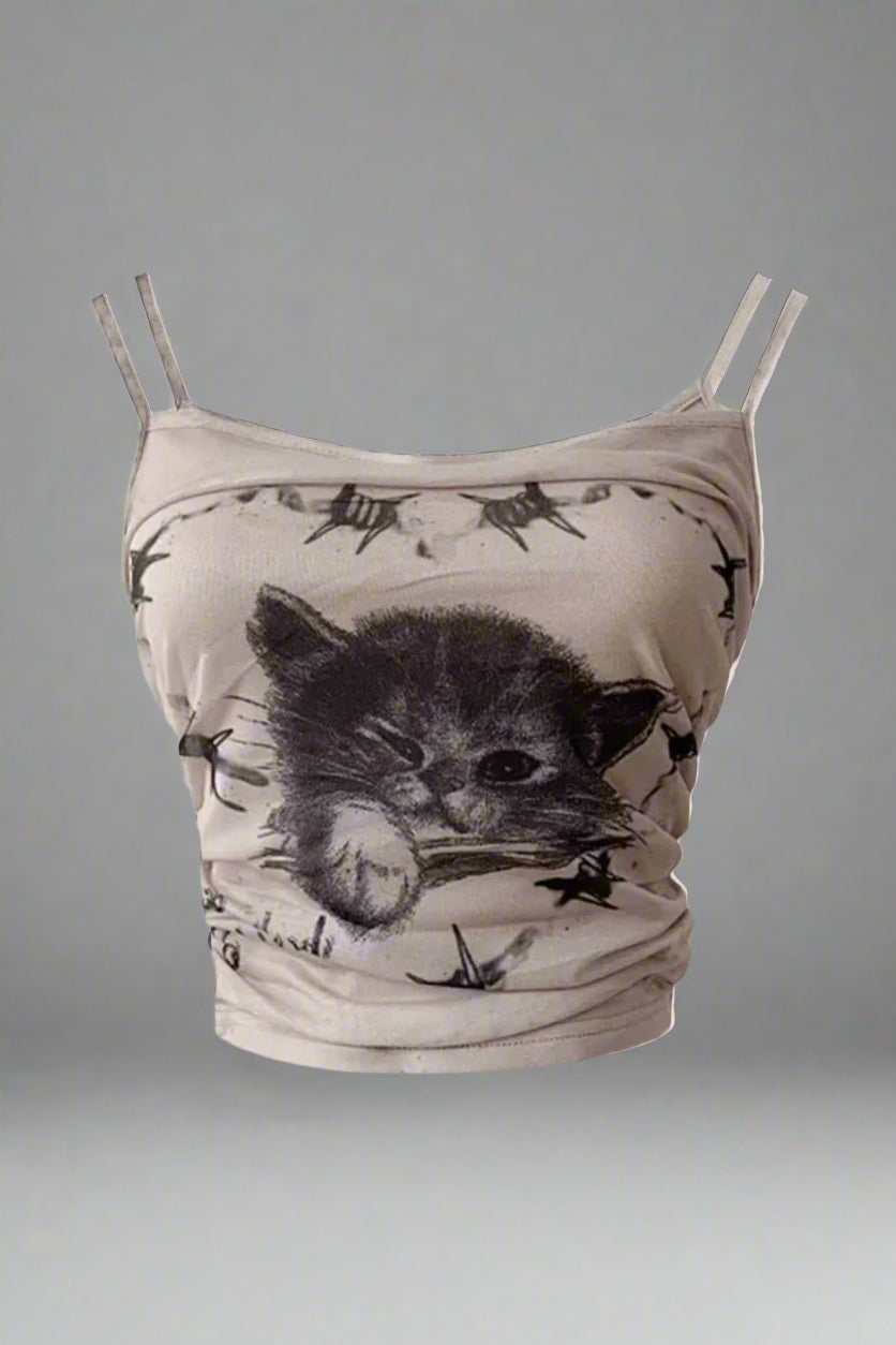 Dark Academia Bodycon Camisole Top As picture Shoptery