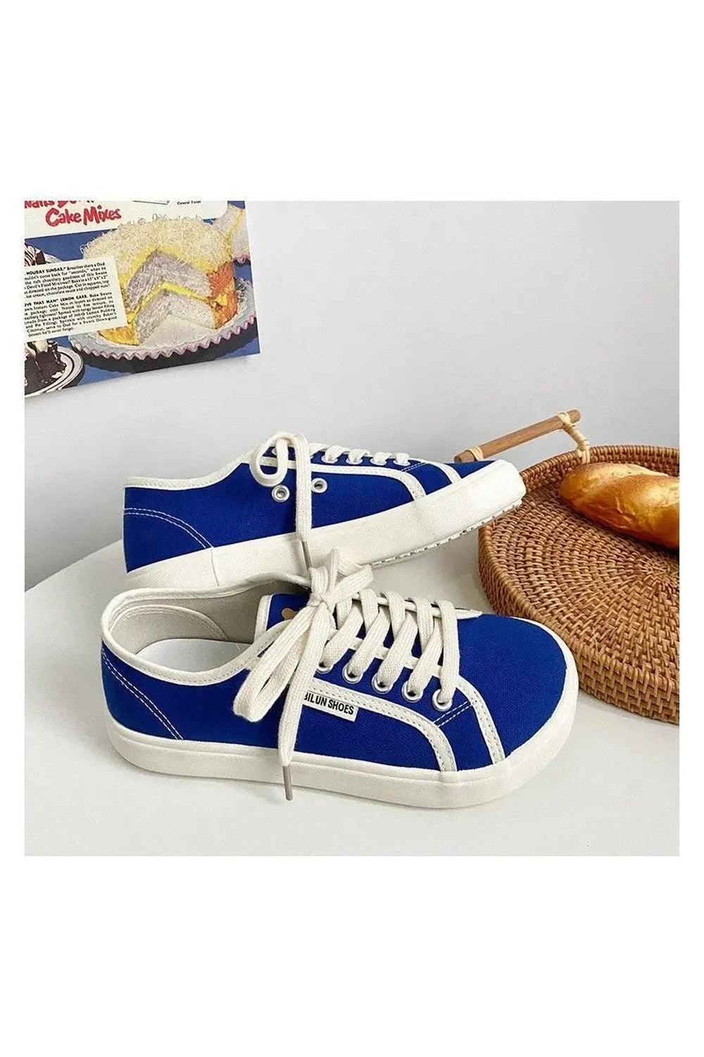 Aesthetic Designer Canvas Sneakers Blue Shoptery