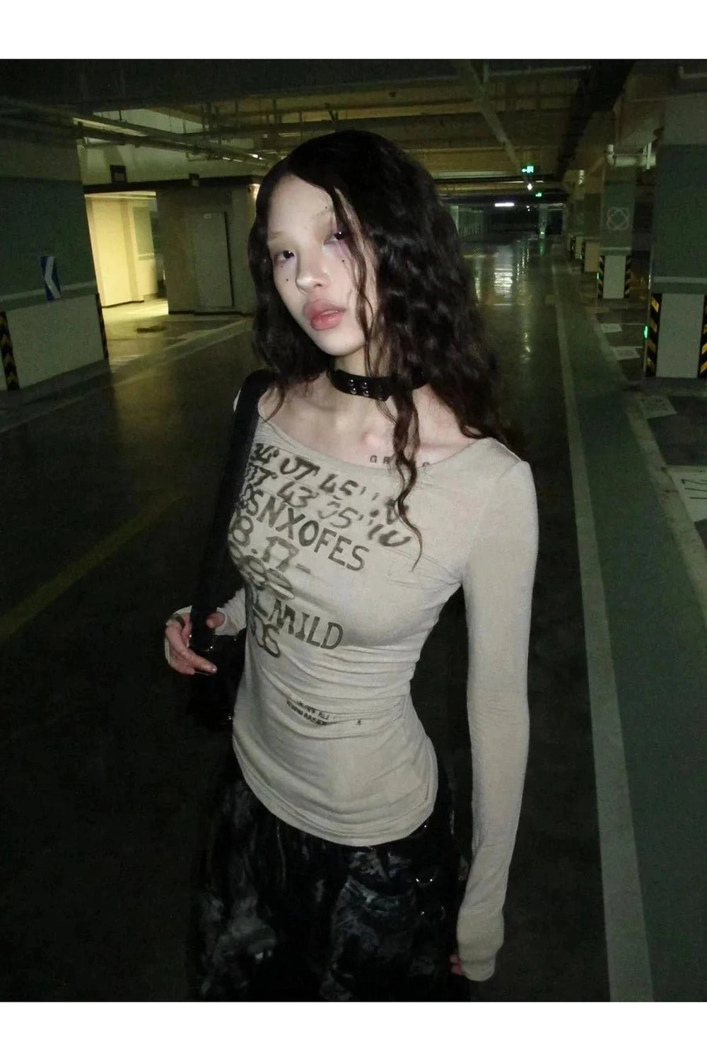 Alt Distressed Graphic Long Sleeve Top Shoptery