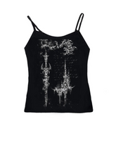 Alt Gothic Ruins Spaghetti Top Black1 Shoptery