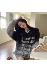 Edgy Faded Verse Fuzzy Sweater Shoptery