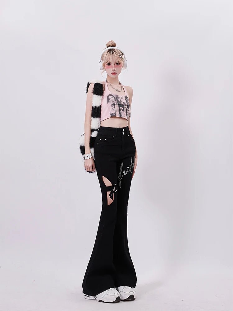 Alt Faith Buckled Flare Pants Shoptery
