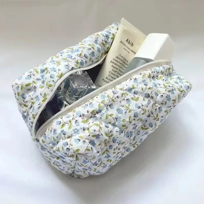 Floral Bloom Quilted Coquette Makeup Bag Shoptery