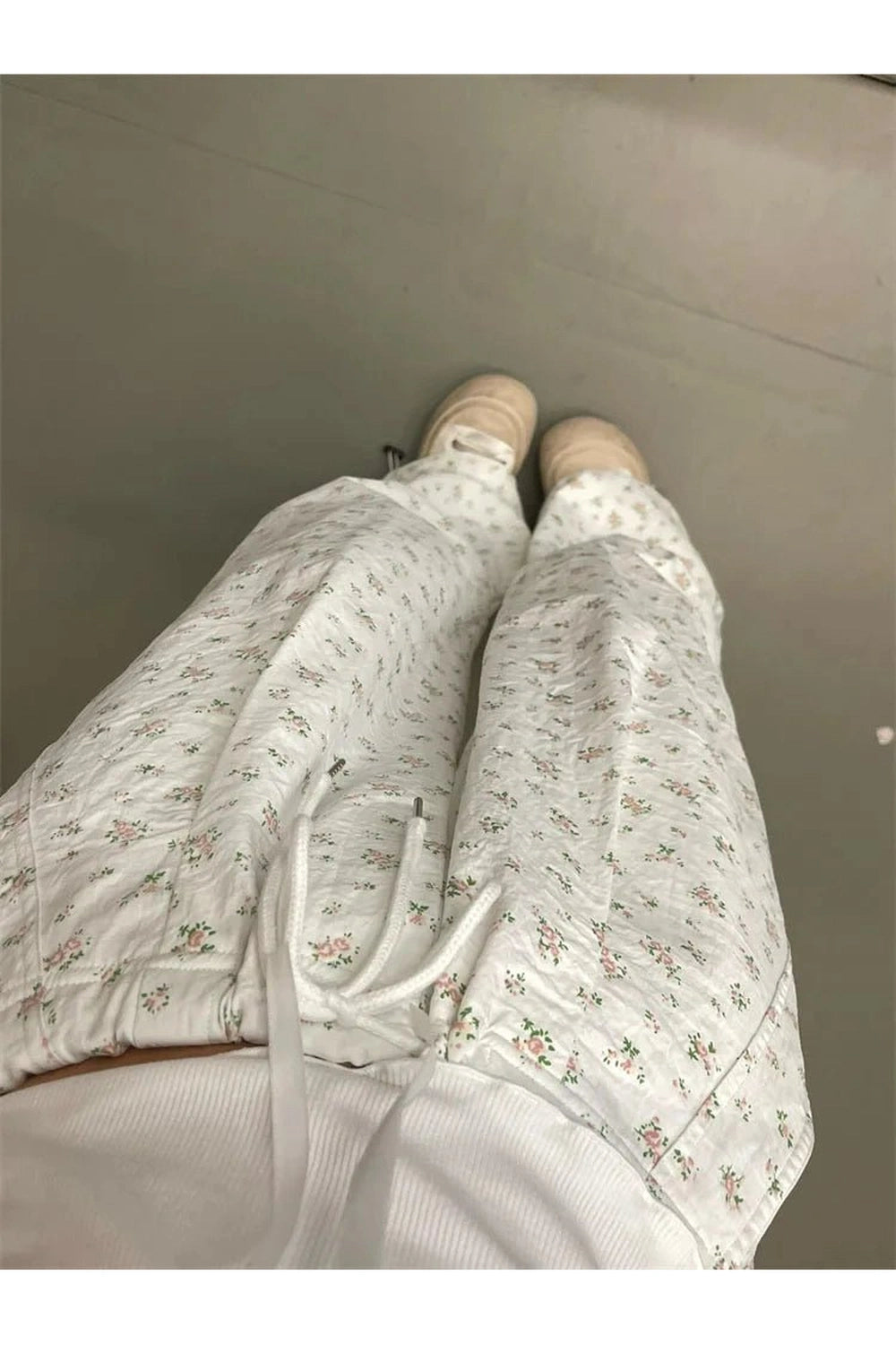 Y2k Floral Serenity Wide-Leg Pants Shoptery