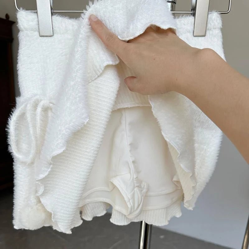 Coquette Fluffy Pom-Pom Mini Skirt Shoptery