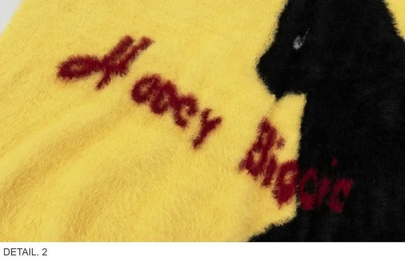 Aesthetic Fuzzy Black Cat Knit Sweater Shoptery