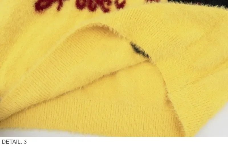 Aesthetic Fuzzy Black Cat Knit Sweater Shoptery