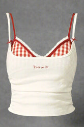 Retro Gingham Peekaboo Cami Top Red Plaid Set Shoptery