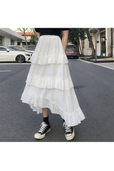 Goth Lolita Midi Skirt White One Size Shoptery