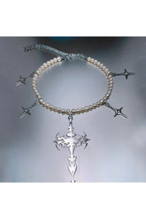 Goth Pearl Cross Necklace A Shoptery